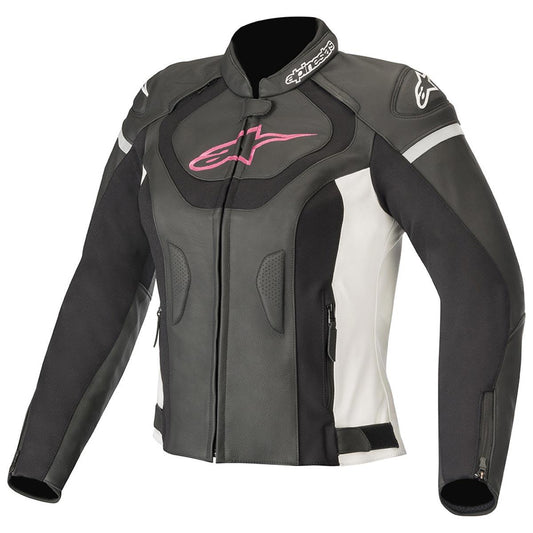 Alpinestars Jaws V3 Leather Jacket Ladies Black White Pink 50