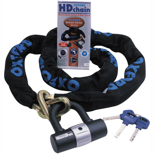 Oxford HD Heavy Duty Bike Lock and Chain: Sold Secure motorcycle protection in up to 2m in length - 120, 150 & 200cms